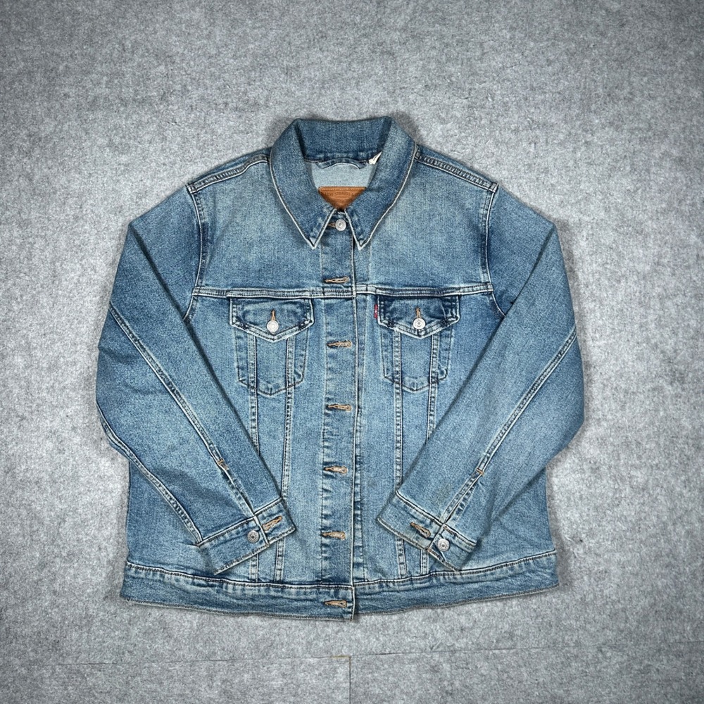Levi's Denim Jacket Womens 1X Blue Trucker Premium Classic Casual Outerwear